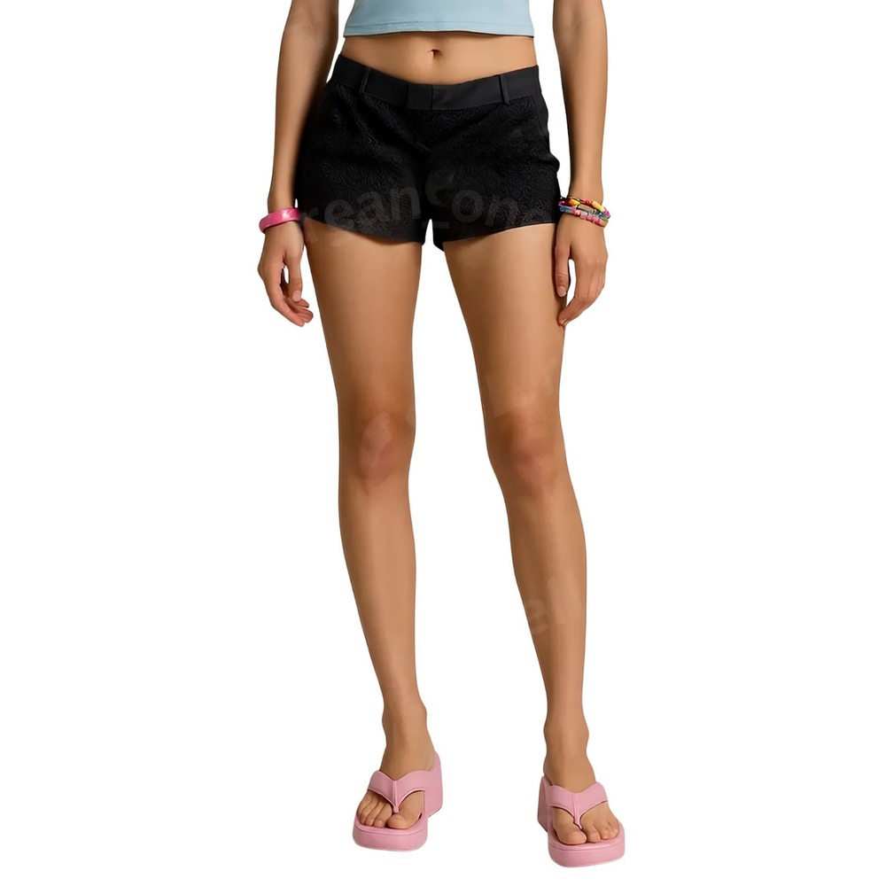 The Limited Women's Boho Black Floral Lace Crochet Tailored Shorts Size 10
